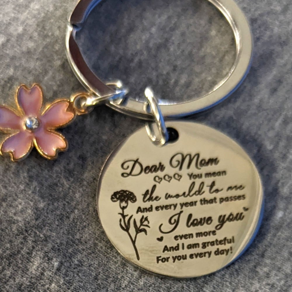 New Dear Mom I Love You keychain necklace bracelet flower round